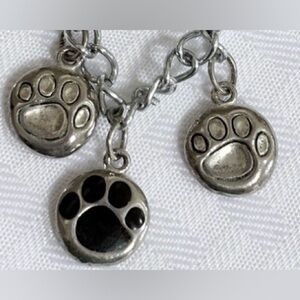 Silver and Black Paw Charm Bracelet